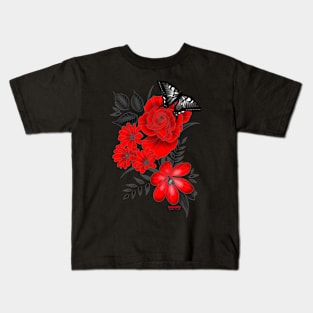 Flores Rojas Kids T-Shirt